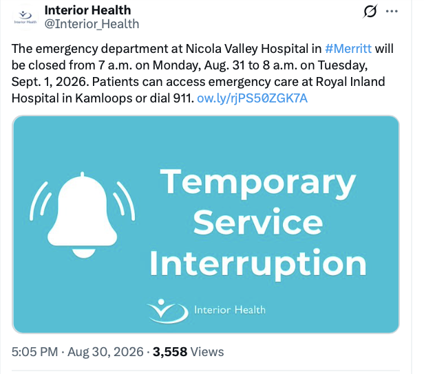 bobmackin's tweet photo. Every day is #TGFT (Thank God For Trump) Day in NDP-land. A convenient distraction from things like the umpteen closures of ER departments in places like Merritt. #bcpoli https://t.co/hve9qKtT9X