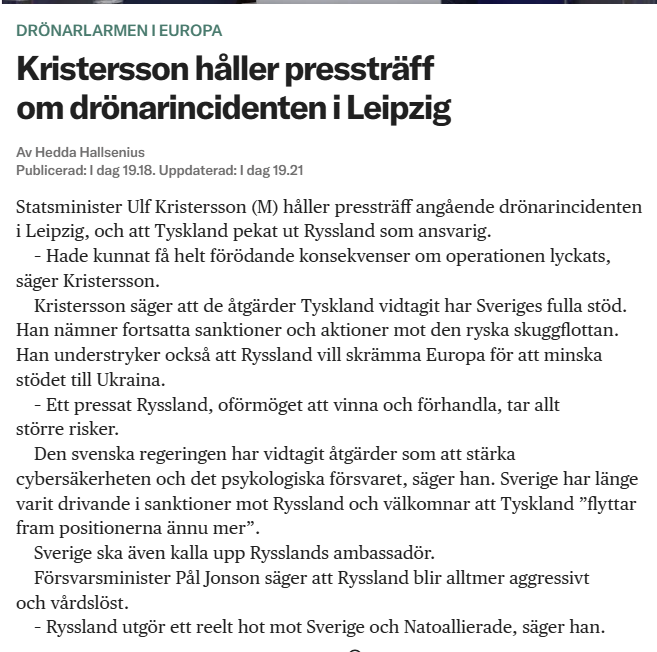 BroderNilsson's tweet photo. Vem går på alla dessa billiga falska flaggor?

Och nej, Ryssland är inte oförmöget att "vinna" (barnhandlaren tror fortfarande att det är en fotbollsmatch).

🇺🇸 UD beordrar amerikaner i Ukraina att vara beredda att lämna landet.
🇺🇦 ekonomi upprätthålls fortfarande av bidrag från väst.
🇺🇦 måste mobilisera 30 000 soldater i månaden.
🇺🇦 har knappt något luftförsvarssystem.
🇷🇺 blockerar 🇺🇦 exportkorridor i Svarta Havet.
🇪🇺 sanktioner mot 🇷🇺, där 🇸🇪 länge varit drivande, är kontraproduktiva & slår tillbaka mot 🇪🇺

Viktigt att skilja på sekterism/önsketänkande & analyser som utgår från verkligheten.
Finns ju en anledning varför svensk media inte längre rapporterar om vad som händer vid fronten.