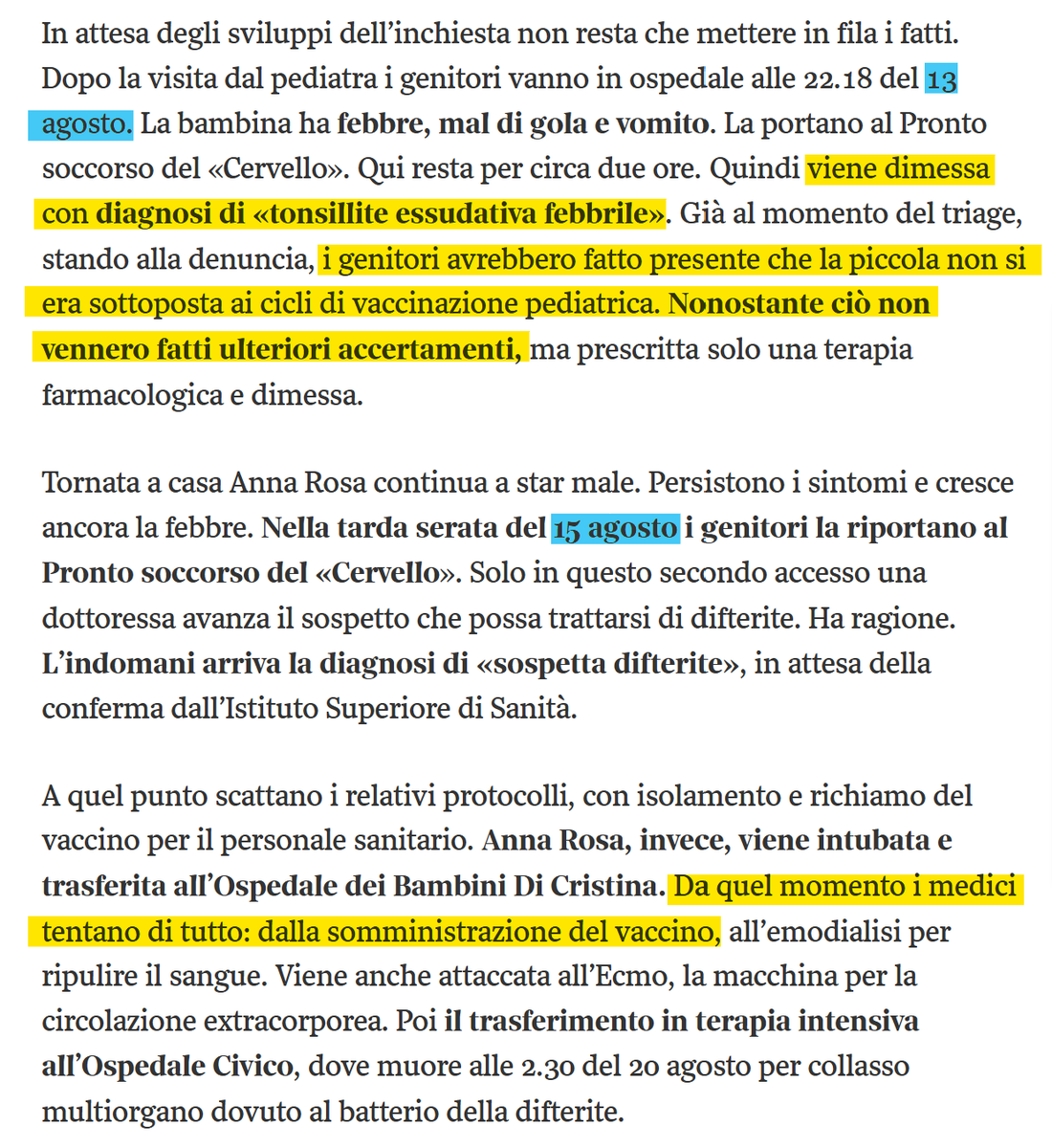ccPinachet's tweet photo. Vi ricordate la storia della piccola di Palermo morta perché gli sciagurati genitori non l'avevano vaccinata?

Verità: i genitori non sono no-vax (i fratellini sono vaccinati) e i medici del PS hanno sbagliato tutto.

Ma gli sciacalli non ve lo diranno.

https://t.co/bJIaO6ax7E https://t.co/DhNLVuA5al