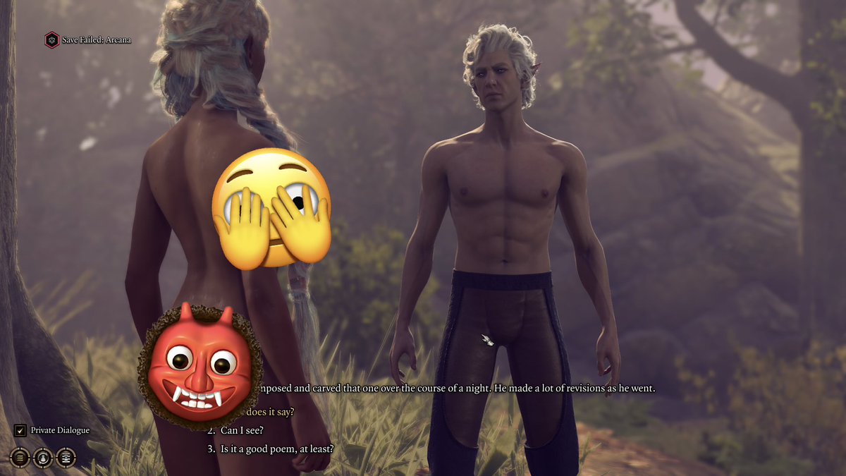 LockandloadLiv's tweet photo. So many women on social media upset about their partners playing GTA6 because they’re adding a hot girlfriend to the game.

Meanwhile me, every single time I play BG3, ignoring the side-eyes from my husband: https://t.co/SCg7TqwSax
