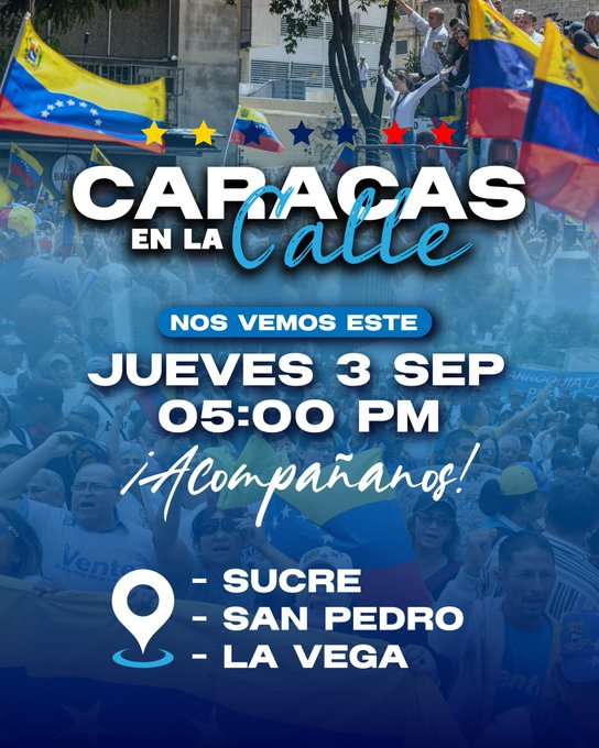 la_katuar's tweet photo. .@ConVzlaComando anuncia movilización en Caracas para este jueves #3Sep 

#Venezuela #Caracas https://t.co/OhYfdnQA2z