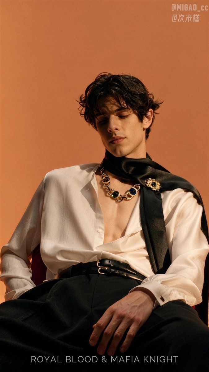 MiGao_cc's tweet photo. What Prince Caleb wears occasionally，Dressing like this for dates ，with arian
#royalbloodmafiaknight #calebwhitmore #arianconti 
#bl #Ai短剧 https://t.co/1xK2lUZGz9