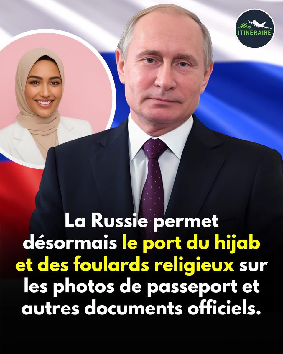TFilastin's tweet photo. La Russie 🇷🇺 autorise officiellement le port de couvre-chefs religieux, y compris le hijab, sur l'ensemble des documents d'identité et passeports depuis le 6 février 2026, https://t.co/vwbjVaNJ8D