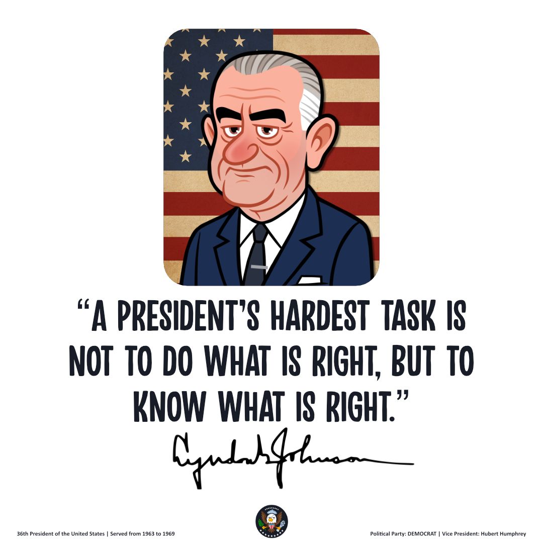 USAPresidentia1's tweet photo. “A president's hardest task is not to do what is right, but to know what is right.” - 🔵Lyndon B. Johnson (36)

#POTUS #whithouse #ovaloffice #USAPresidential https://t.co/mFX9eB2Gq4