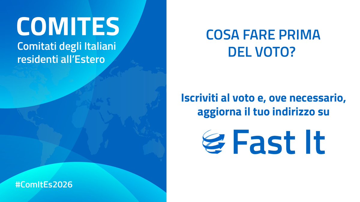 ItalyinUS's tweet photo. Entro la fine del 2026 si terranno le elezioni per il rinnovo dei https://t.co/1oxM0kpNEE. 
Per votare, assicurati di aver aggiornato il tuo indirizzo tramite il portale FAST IT. 
Scopri di più qui https://t.co/jYjwOkxxlk oppure 
qui https://t.co/6WiPcEwwT1 https://t.co/ytGLZMqzIN
