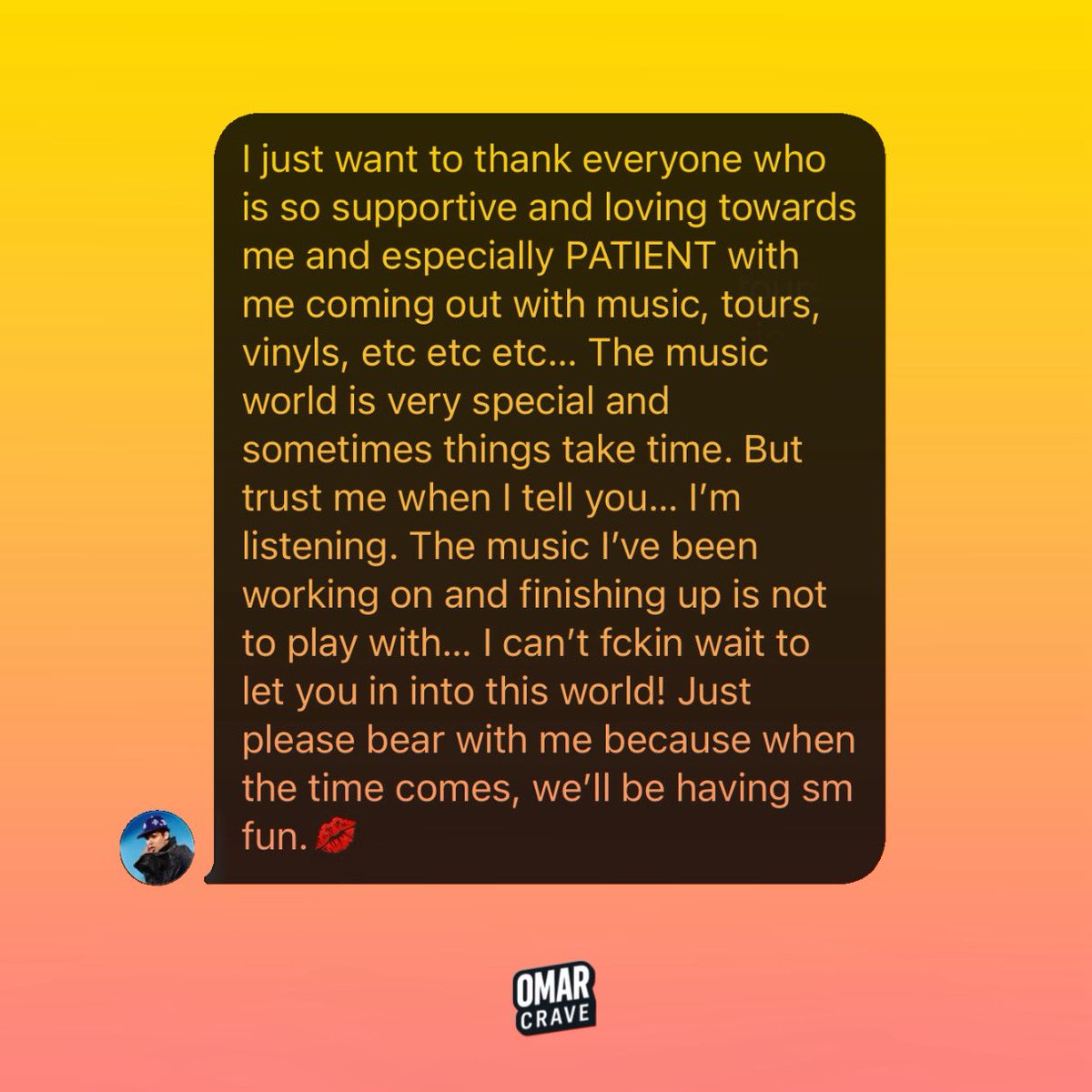 rudbergcrave's tweet photo. “The music world is very special and sometimes things take time. But trust me when I tell you... I'm listening. The music I've been working on and finishing up is not to play with... I can't fckin wait to let you in into this world! Just please bear with me because when the time comes, we'll be having sm fun.💋”

- Omar Rudberg via TikTok