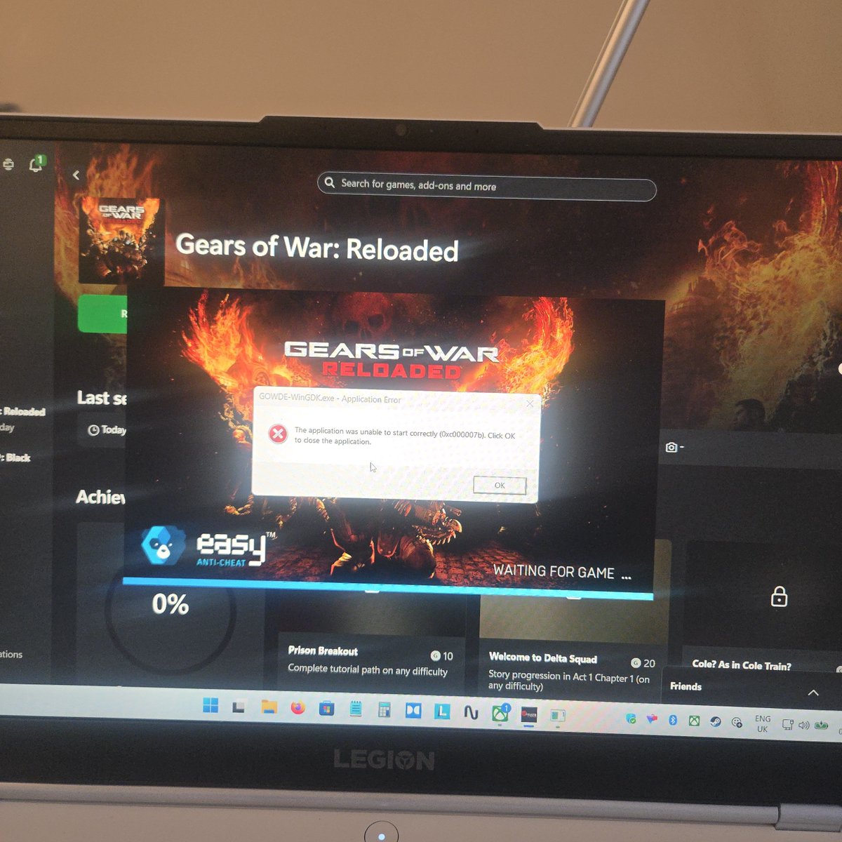 MIAHKAZE's tweet photo. @JenMsft @asha_shar Just perfect. Some random Windows 11 update has broken Gears Reloaded. https://t.co/1VdLUOSL3Z
