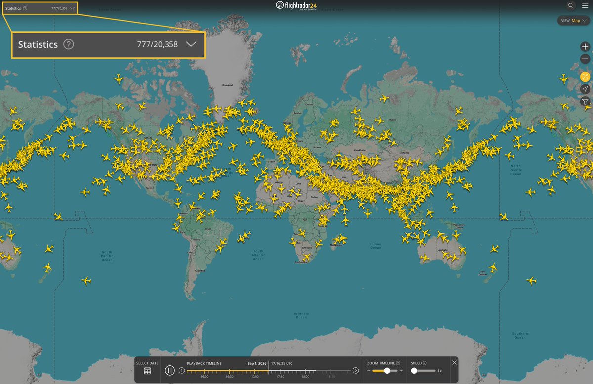 flightradar24's tweet photo. We did it! 777 Boeing 777s. We’d like to thank all of the airlines and crews who made this arbitrary, yet auspicious moment possible. https://t.co/ehu4qDyjZi