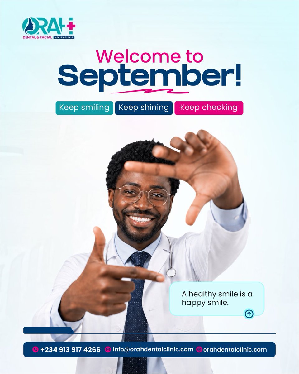 orahdental's tweet photo. Happy New Month from Orah Dental &amp; Facial Health Clinic!✨

Hello, September! 💙 A new month is here, and we’re wishing you and your loved ones a beautiful month filled with good health, happiness, peace, and plenty of reasons to smile. https://t.co/KL1tZwajeo