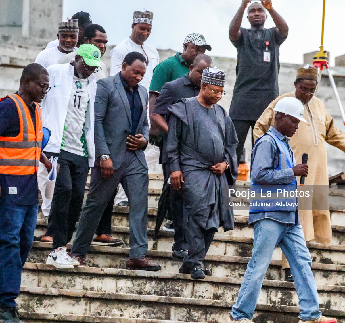 PoojaMedia's tweet photo. 🚨 JUST IN; 

Inspection of the reconstruction of the Ahmadu Bello Stadium, Kaduna by Governor of Kaduna State, Sen. @ubasanius with Ex-International like Daniel Amokachi, Garba Lawal & sports influencer, Pooja.  

After completion, the stadium will be FIFA standard, 2 massive training pitches, capacity from 16,000 to 33,000 & other world class facilities. 

That means the stadium will join Uyo Stadium as the 2 FIFA standard stadiums in Nigeria.
