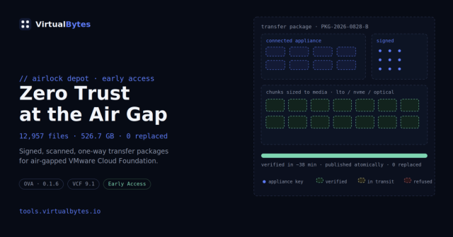 vExpert's tweet photo. Zero Trust at the Air Gap: Introducing Airlock Depot – #vExpert Tommy Grot https://t.co/BY5ELMq7y7 https://t.co/iMQDsL55pf