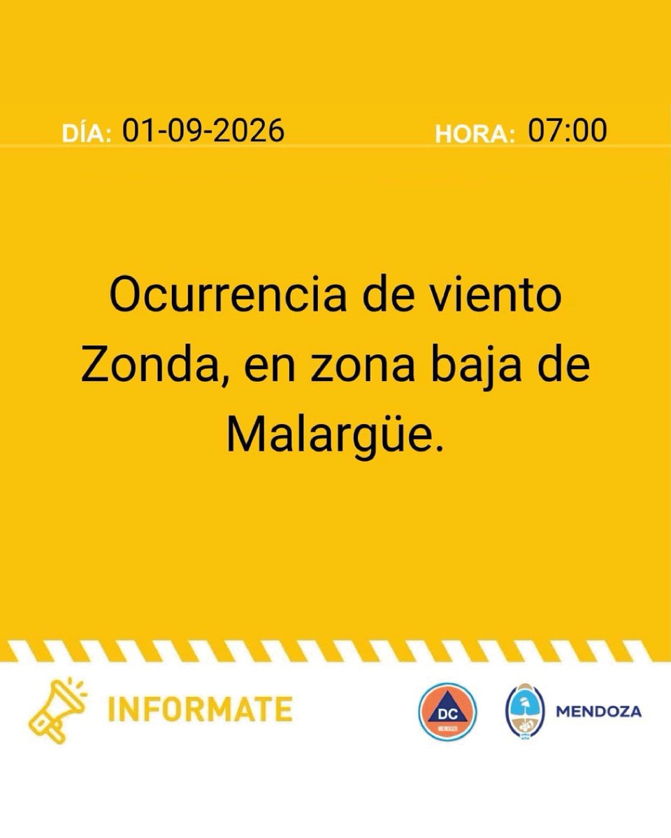 Edemsa's tweet photo. #AlertaMeteorológica Viento Zonda🌬️afectando territorio Provincial.

📲 Realizá tu reclamo por WhatsApp ante problemas en el suministro: 2613435647 💡
#CuidaTuEnergía #Edemsa https://t.co/glS2Zx9UIo