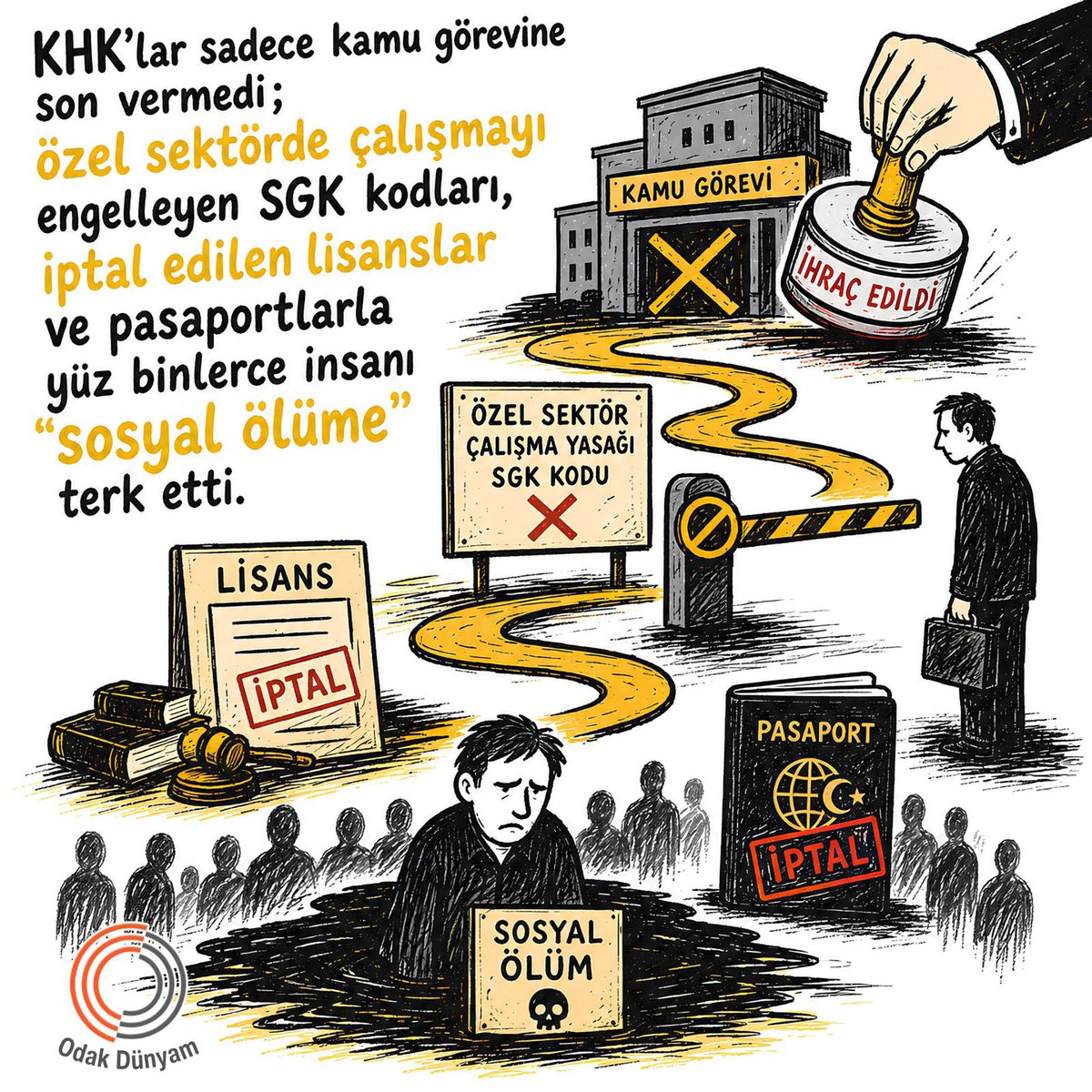 kybdlnhayatlar's tweet photo. KHK’larla yalnızca insanlar görevlerinden edilmedi; ailelerin düzeni bozuldu, çocukların hayalleri ertelendi, hayatlar yıllarca belirsizliğe mahkûm edildi. Bir yanlışın bedeli, masum insanların omzuna yüklenemez. 

KıyımHükmünde Kararname https://t.co/VWKHwSOyVT