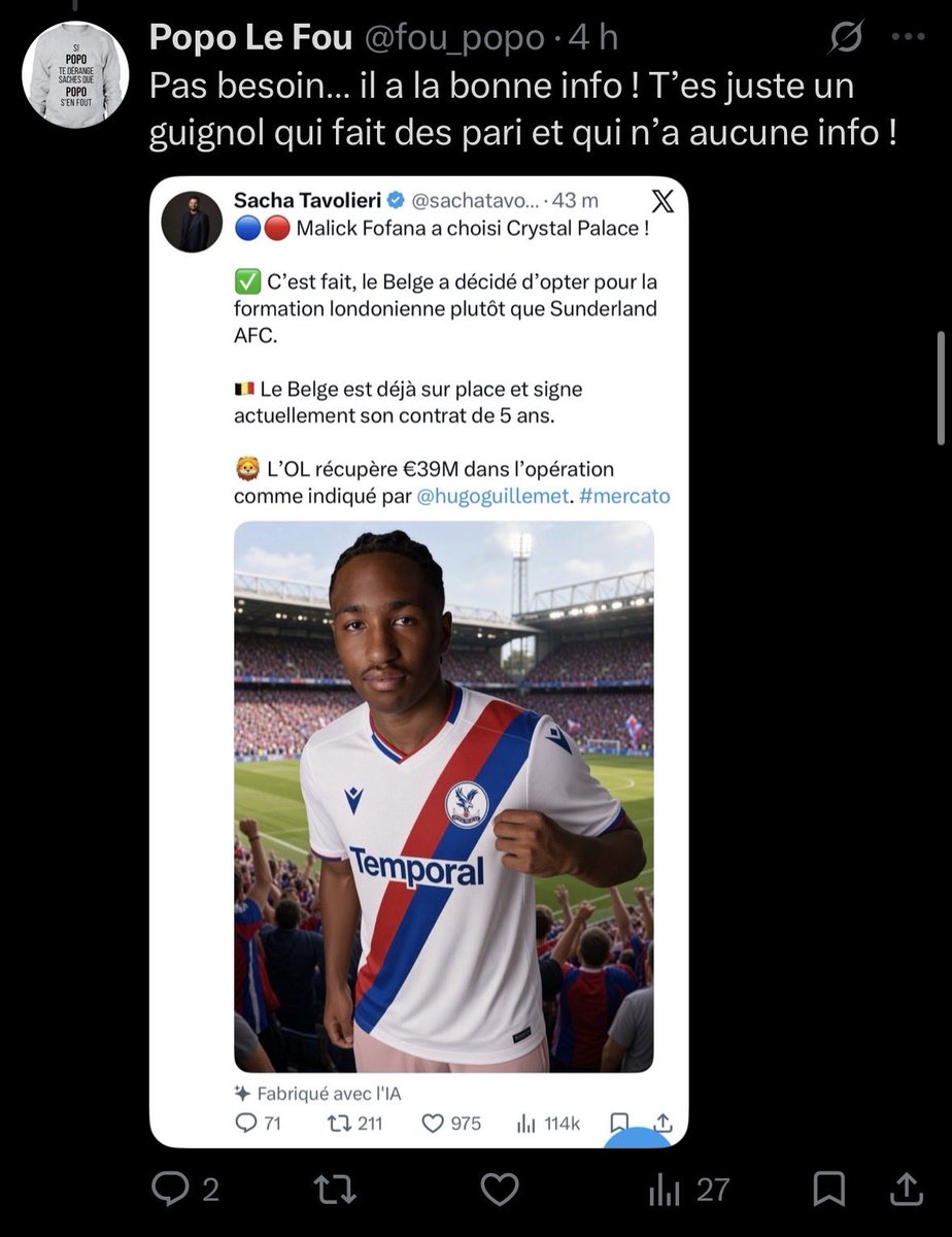 S4SBan's tweet photo. @fou_popo @DiMarzio Selon mes source comme depuis le début je le dit fofana arrive à Sunderland fantôme https://t.co/y2P2Cw8ZpO