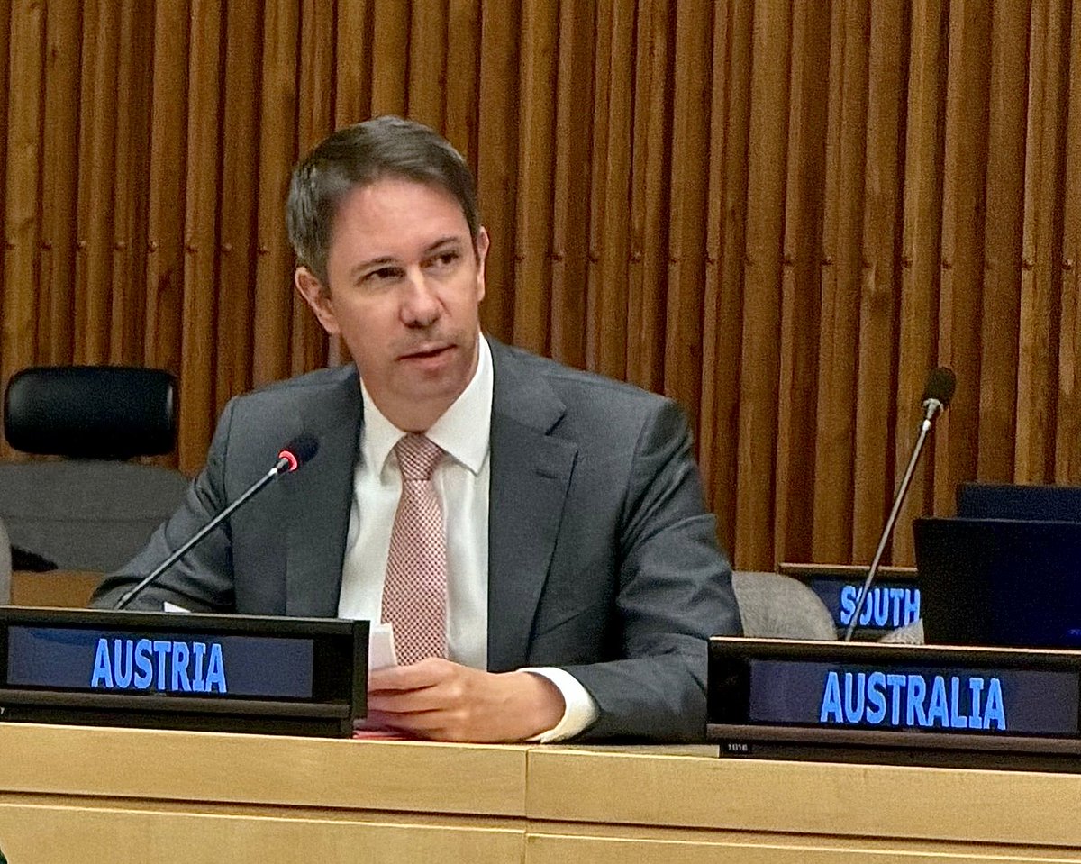 AustriaUN's tweet photo. Austria thanks Kazakhstan 🇰🇿 and Kiribati 🇰🇮 for convening the first meeting on victim assistance and environmental remediation. This must remain central to disarmament efforts. Articles 6 and 7 of the #TPNW place affected communities at the heart of nuclear disarmament. ☢️ https://t.co/DM4jffOUZM
