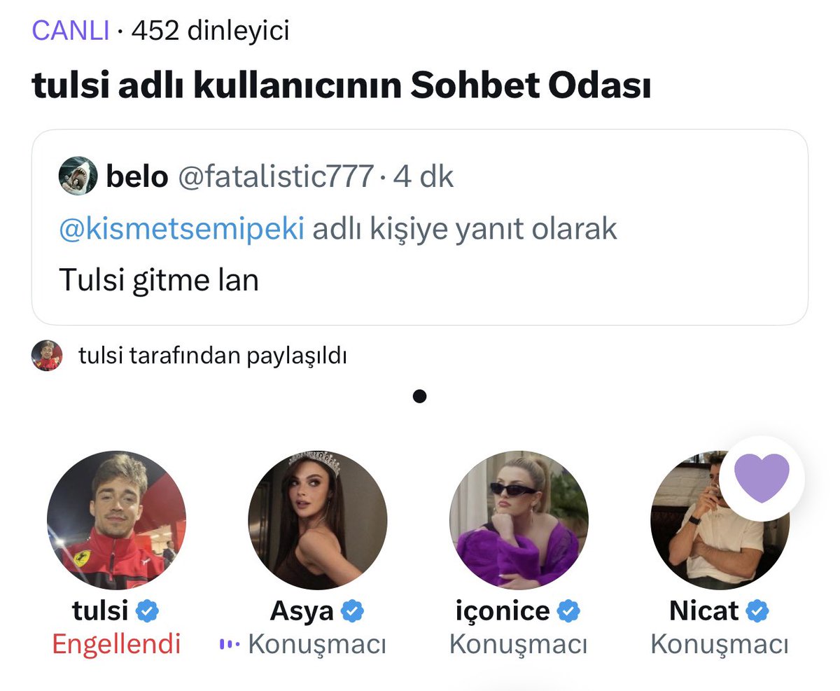 ayseyigiter's tweet photo. Bütün antilerinle ses odası yapıyor olan sizi gerçekten destekleyen sizi çok ama çok seven bize oldu umarım bu tweetimi görürsün @cansndalgic #canyağ #kısmetseolur https://t.co/f8dg9oEt55