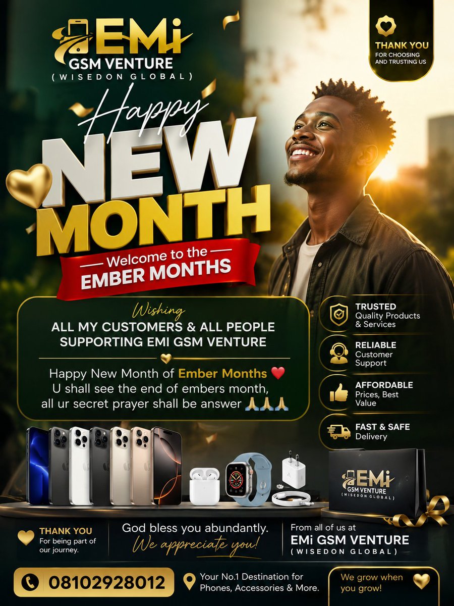 officialwisedo1's tweet photo. ❤️✨ HAPPY NEW MONTH — WELCOME TO THE EMBER MONTHS! ✨❤️

To all our amazing customers, loyal clients, friends, family, and everyone supporting EMi GSM Venture — we sincerely appreciate you. 🙏❤️
#momsonn #فیصلہ_اب_سڑکوں_پر_ہوگا #GranHermanoGeneraciónDorada #model #rentrée https://t.co/GFJ5BSoR9z