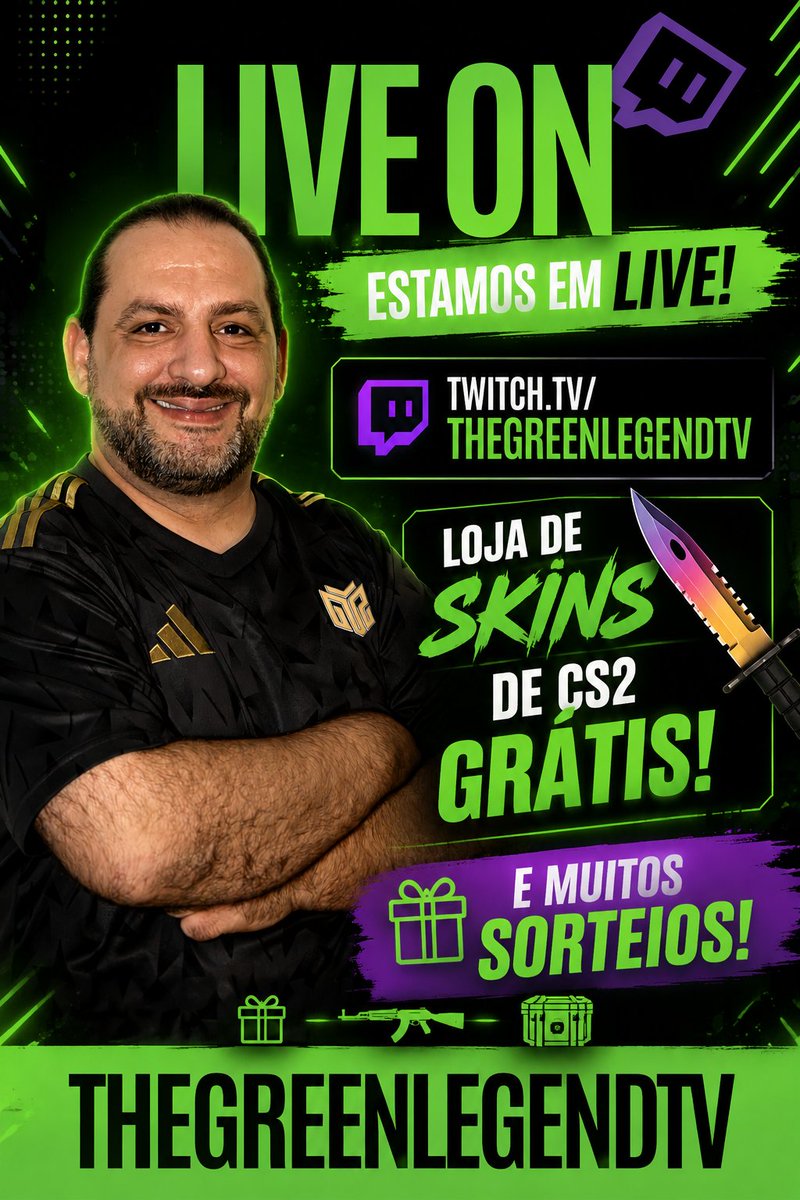 GreenLegendTV's tweet photo. 🎁LIVE ON🎁

Loja Sem RESET de Skins

- Segue
- RT
- Marca 1 Amigo

https://t.co/XSR6rFZEQ2

#cs2 #twitch https://t.co/O9bispIbPf