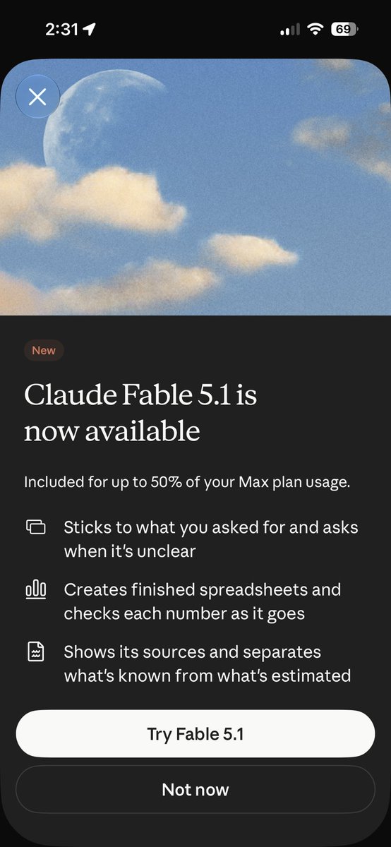 ibrahim64k's tweet photo. Fable 5.1 is now available in Claude https://t.co/1E06a51QVq