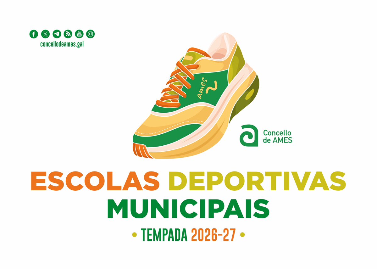 concellodeames's tweet photo. O luns 7 setembro abre o prazo de preinscrición nas actividades das Escolas deportivas 2026-2027 ⚽️🩰🏓
📋 A listaxe de admitidos publicarase o 15 de setembro na páxina web municipal.
Toda a ℹ️🔗 https://t.co/hPdmibPQdL
#EscolasDeportivas #Deporte #Ames #ConcelloDeAmes https://t.co/X8CXgUeSbG