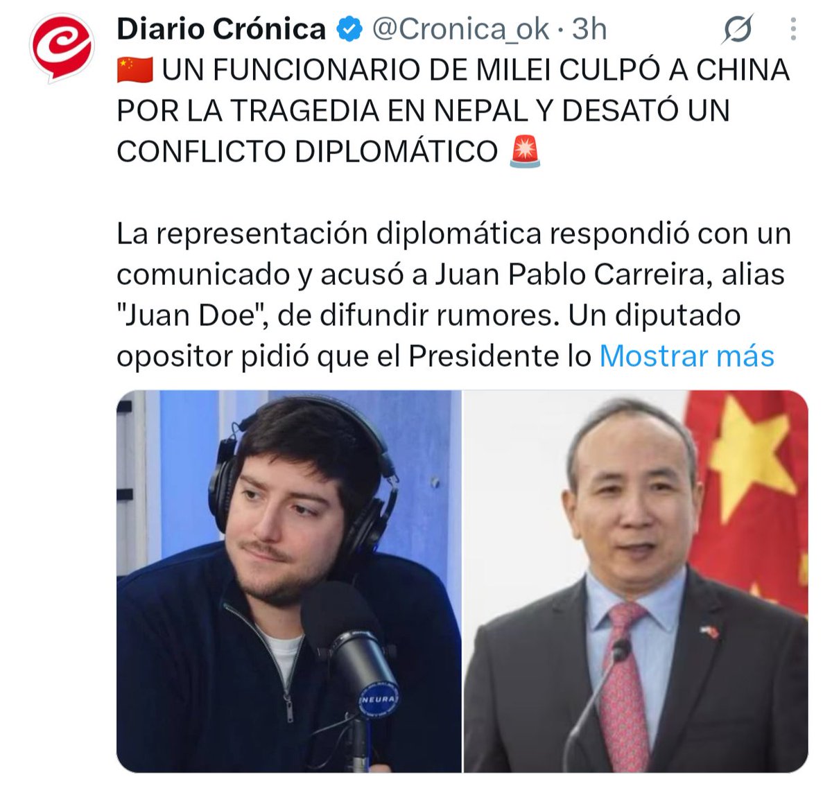 rosario_gabo's tweet photo. @elprofesorcaleb Se llama Juan Doe, es un funcionario inepto y uno de los encargados de la patrulla de trolls libertatios pagados con la guita de nuestros impuestos, menospreció a unos de los países que es una fuente primordial de financiamiento para Argentina y desató un conflicto diplomático. https://t.co/Q9OD5AETRG