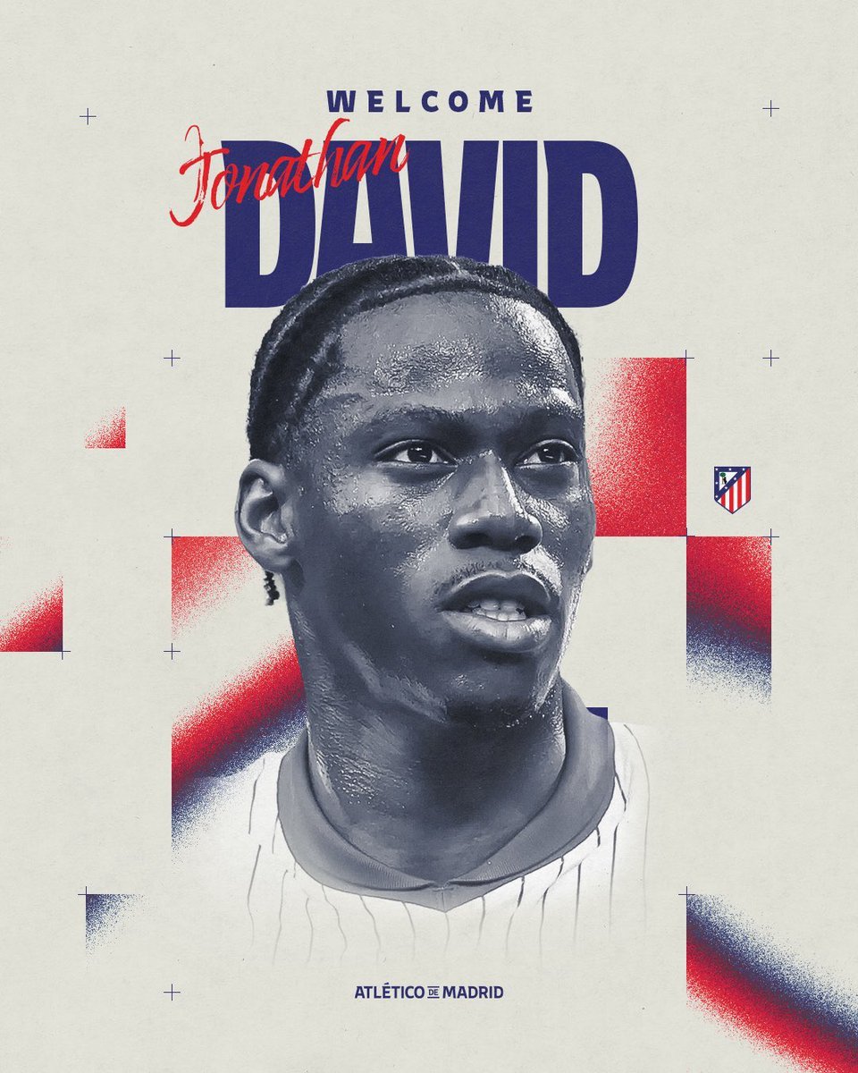 FutbolExpress26's tweet photo. 🚨 OFICIAL | El Atleti confirma el fichaje de Jonathan David, procedente de la Juventus.

💰 El delantero canadiense llega cedido, con una opción de compra fijada en 25 millones de euros. https://t.co/75YfhKoHn6
