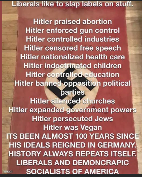BuiltbySara's tweet photo. Proof that if your hero is Hitler, you are a liberal... https://t.co/yjM2K9TzID