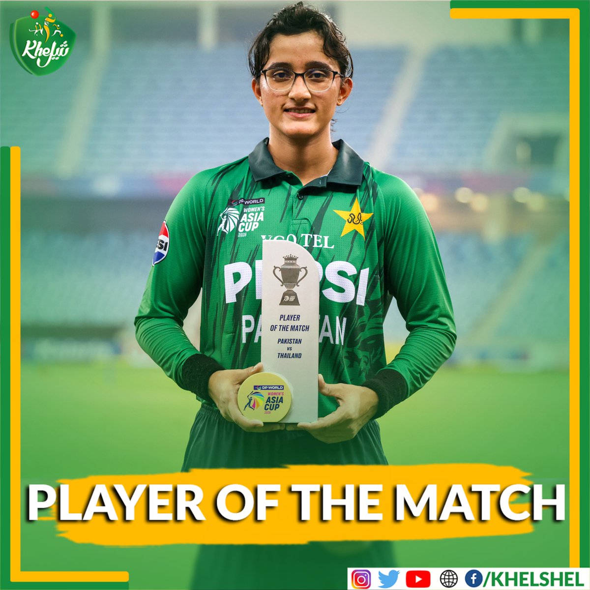 khelshel's tweet photo. Muneeba Ali is the player of the match for scoring 54 runs off 52 balls against Thailand in the #AsiaCup opener for Pakistan.
#PAKvTHAI | #Cricket | #Pakistan | #MuneebaAli https://t.co/38l3X543oj