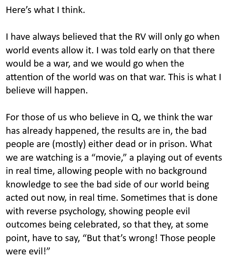 ChristineEM2000's tweet photo. I thought I would set out my thinking about the timing of our RV. Understand that I hope it's today. Tomorrow. This week. I pray it is very, very soon. https://t.co/P461NhJk98
