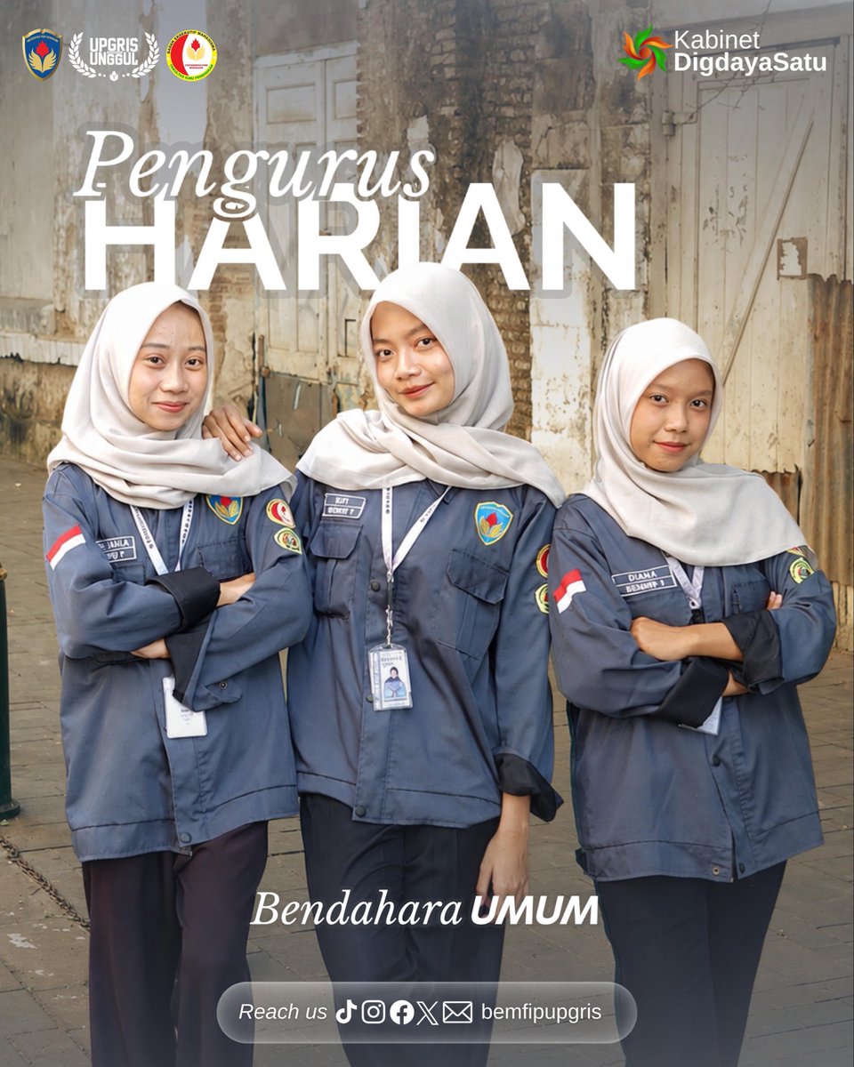 BemFipUpgris_'s tweet photo. [LAUNCHING KEPENGURUSAN BEM FIP UPGRIS 2025/2026]

Halo Mahasiswa FIP
Yuk, kenalan dengan Departemen PH (Pengurus Harian) BEM Fakultas Ilmu Pendidikan UPGRIS Periode 2025/2026.

KABINET DIGDAYA SATU
“Ciptakan Harmoni, Kolaborasi Aksi, Digdaya Satu!” https://t.co/NMONqyZeBe