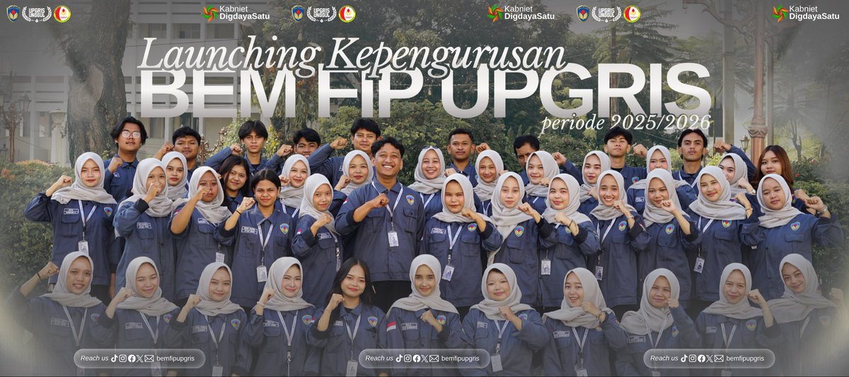 BemFipUpgris_'s tweet photo. [LAUNCHING KEPENGURUSAN BEM FIP UPGRIS 2025/2026] 
.
.
.
Halo Mahasiswa FIP👋🏻🥰

“BEM FIP UPGRIS PERIODE 2025/2026”

BEM FIP UPGRIS
KABINET DIGDAYA SATU
“Ciptakan Harmoni, Kolaborasi Aksi, Digdaya Satu!”
______________________________ https://t.co/nsi25r7dWD