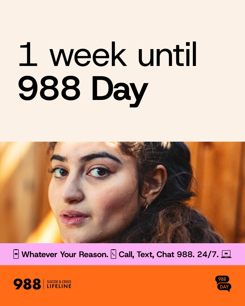 988Lifeline's tweet photo. September kicks off #SuicidePreventionMonth - and #988Day is just 7 days away! This year's theme: "988 Reasons: Your reason is reason enough." There's no wrong reason to reach out. Help us spread the word - support is always within reach. 💜 Learn more at https://t.co/dhlk5ePRsi. https://t.co/nt3gTFuOKE