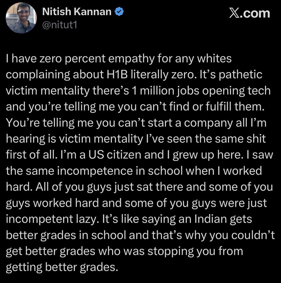 eagle_patriot21's tweet photo. INDIANS are openly admitting that they hate WHITES.

👇

He is an anchor baby and has zero love for the country.

This is the result of Birth Right Citizenship. https://t.co/v483dMBDsH
