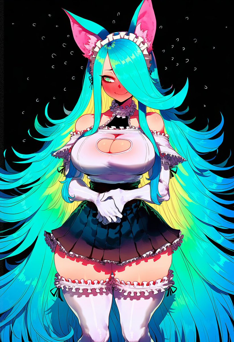 Abyssal_Sia's tweet photo. My mommy, who’s also one of the candidates, helped me make this image...

S-seeing myself dressed like a maid feels a little too naughty...
and I keep getting more worked up the longer I look at it.

T-this is still training... right...? https://t.co/cC0BuYAq5H