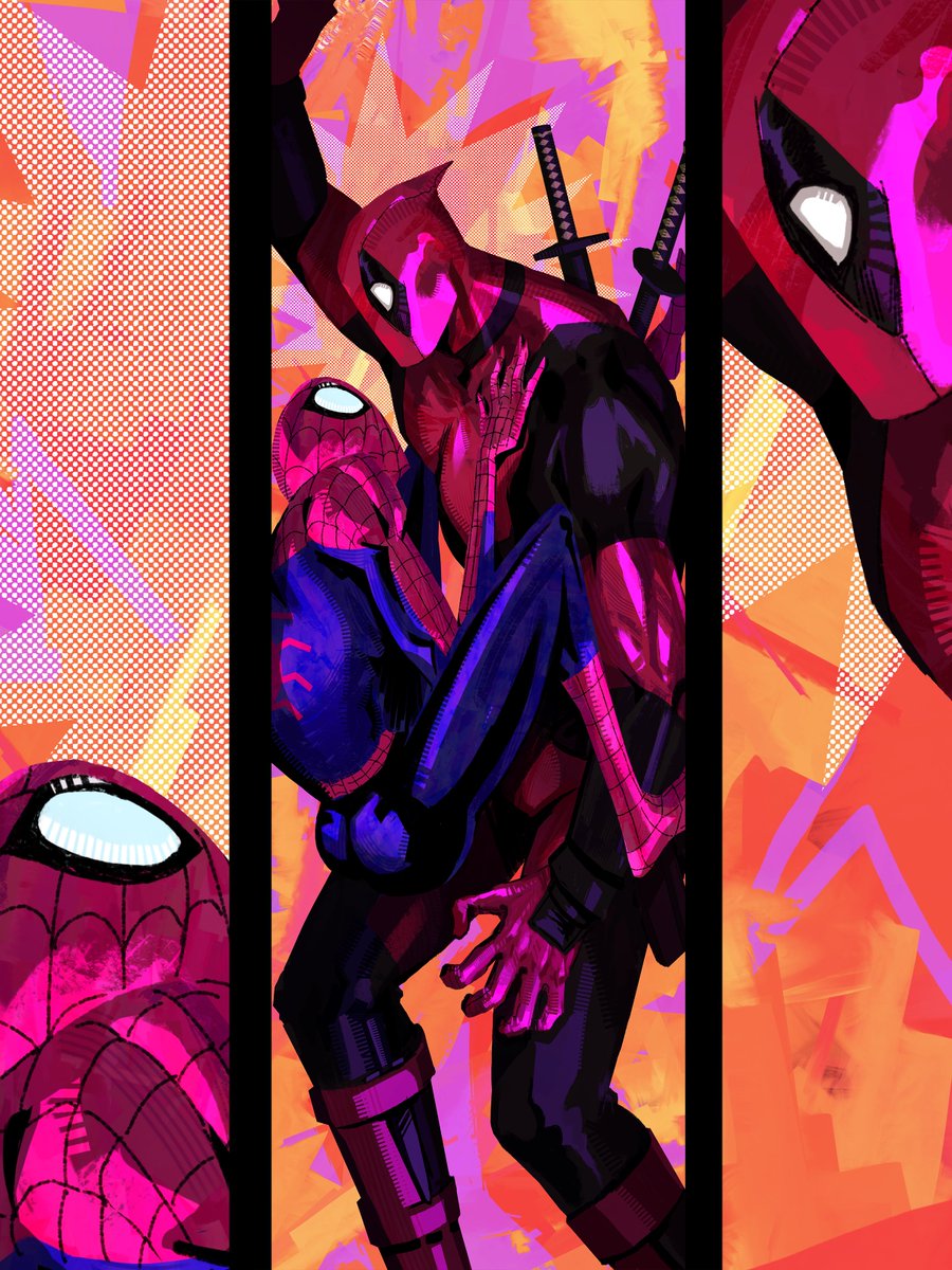 aaahhhhfish's tweet photo. Spideypool! Pls go watch the animation I made of this bc I spent forever on it lol https://t.co/leonydSG7Z