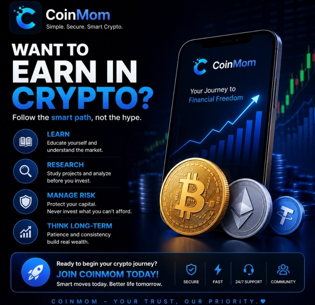 CoinMomPay's tweet photo. 🚀 Want to earn in crypto?
Don’t chase hype. Learn, research, manage risk, and start smart. 📚💎
Ready to begin? Join CoinMom and take your first step into crypto today. 💙
#Crypto #Bitcoin #CoinMom https://t.co/1TpvS5ysnv