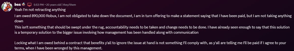 coffbea's tweet photo. I was sent over the contract they wanted me to sign, I denied this as I found this to only benefit them and keep my mouth shut, when they need to be held accountable. They shouldn't be withholding my money because I won't be silent https://t.co/TXPQE7EzU6