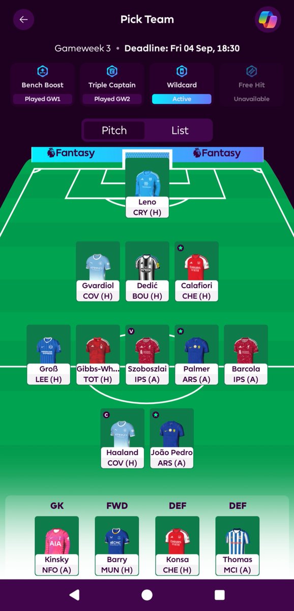 AsahiFPL's tweet photo. GW 3
🃏 Wildcard activated 
🧢 Haaland vs COV (H)
🌎 Rank 7,930

(Still not locked in waiting for press after deadline day.)

#fpl #wildcard #Gw3 https://t.co/Sh93YwZehj