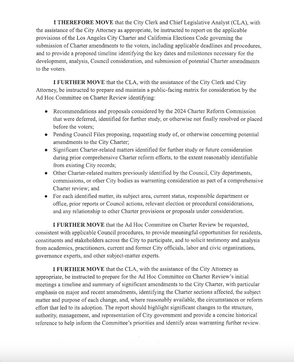 UnrigLA's tweet photo. If you have a lot of questions/doubts about the new LA City Council Ad Hoc Committee on Charter Review, you're far from alone. 

CM McOsker, the Committee Chair, has done his best to try chart out a potential way forward w/ a lengthy motion. 2nd from CM Nazarian. https://t.co/HUncRqNa39
