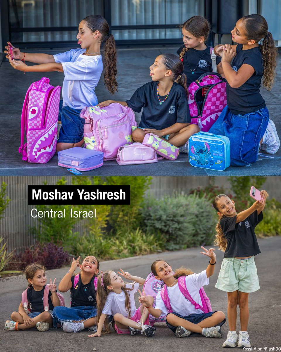 TimesofIsrael's tweet photo. Children across Israel zipped up their backpacks for the first day of school on Tuesday. 

How did you gear up for back-to-school season? Share your own first-day photos with the ToI community in the comments! 📸 https://t.co/1QanuTAg2L
