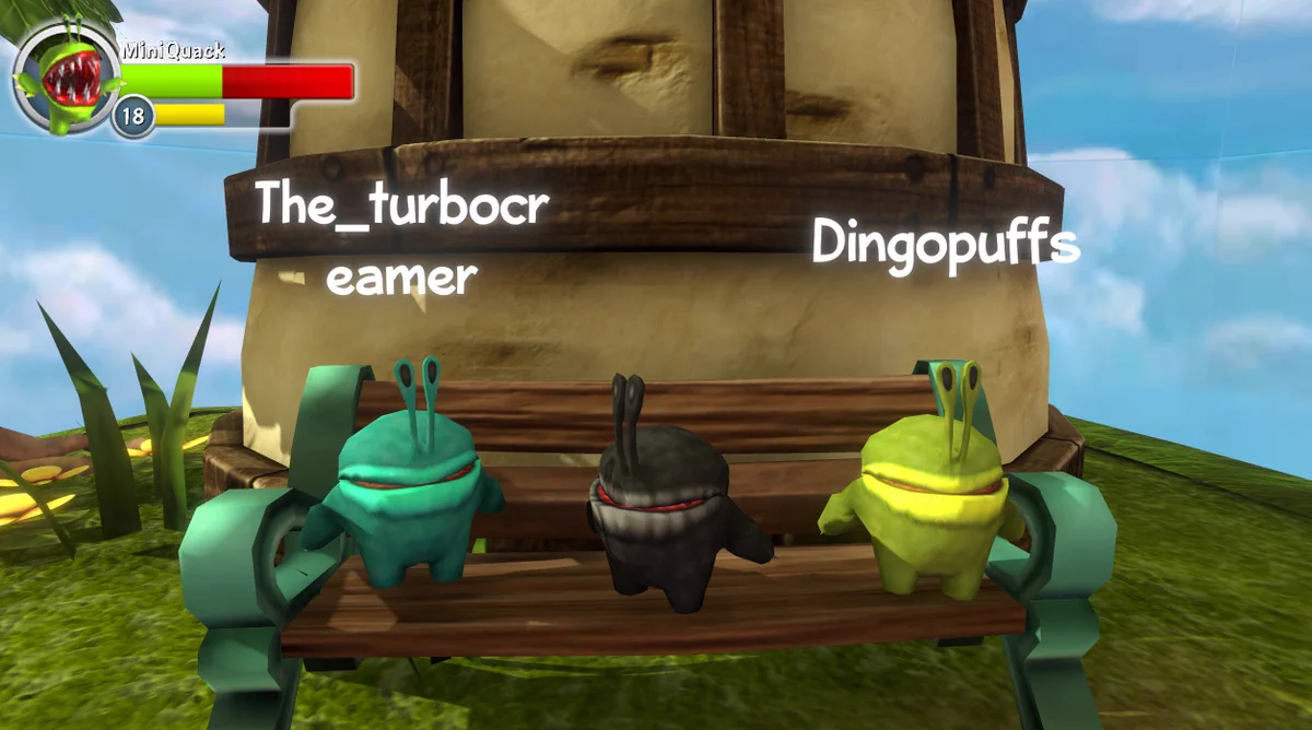 three little chompers chilling on a bench
