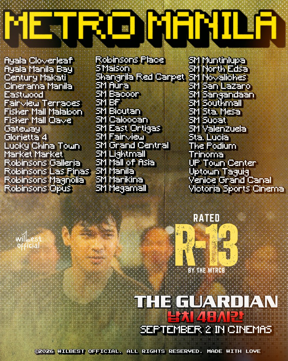 wilbest_ofc's tweet photo. THE GUARDIAN IS NOW SHOWING! 

The wait is over! Catch THE GUARDIAN now showing in cinemas near you!

📍 Wondering where you can watch? Swipe left to see the list of cinemas! 

Grab your tickets, bring your friends, and experience THE GUARDIAN on the big screen and once you’ve watched it, feel free to share your movie experience with us!

#WilbertRoss
#MultimediaWonder