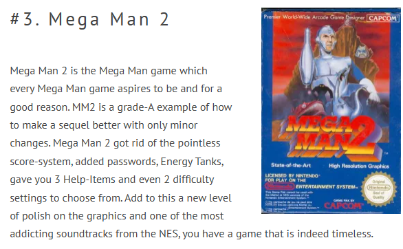 TakesOnTheWind's tweet photo. @mrjinjin2612 Mega Man 2 is consistently within people's top 5 from what I've seen.

(No sample size is too small) https://t.co/cBCkMGU1U8