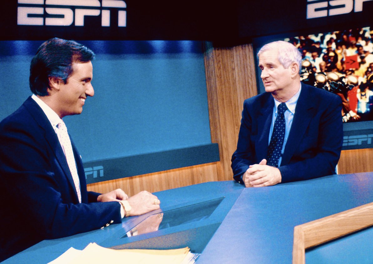 TimBrando's tweet photo. They’re celebrating 40 seasons of @CollegeGameday and as I happily say to all my friends & colleagues there it’s an annual cut & paste story and as time goes by generations of fans say, “You hosted that in its infancy?” “Yes,”I’ll say, but the reality is while it was just an hour and until January 1st was never live on location the things we did on a limited budget to make it current and entertaining took a lot of creativity. Beano Cook was the idea man, and no he didn’t mind being the butt of the joke, and he taught the HOFer Lee Corso how to be memorable on the air! 🏈🎧🎙️I wish @ReceDavis @KirkHerbstreit @DesmondHoward @PatMcAfeeShow and the goat 🐐 @sabanfaux all the best on their 40th Anniversary Tour, but the dinosaurs of the Original cast including America’s first Sports Blonde Bombshell Karie Ross(now the wife of longtime @MLB GM Dave Dombrowski)of the mid 80’s cherished our time building it before @espn was what it’s become today. Those days were all about the growth of CFB, the growth of 24 hour sports, and the launching pad for some long lasting careers in CFB, and I’m happy to say, I was one.
