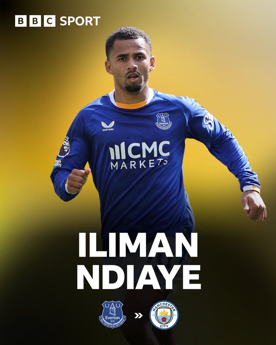bbcmerseysport's tweet photo. 🤝 Done deal

🔵 Iliman Ndiaye has signed for Manchester City from #EFC in a deal worth £65m

⚽️ The Senegal international scored 17 goals in 74 appearances in his two years with the Blues

#bbcfootball https://t.co/VmNIJfnT7j