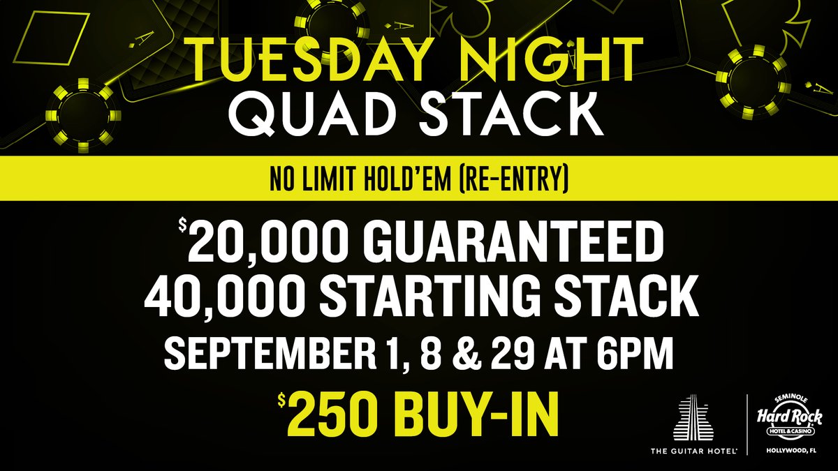 SHRHollyPoker's tweet photo. Get ready! Tuesday Night Quad Stack, $20K prize pool! Be here at 6pm, only $250 for a 40K starting stack! 💪💰🔥#Gametime #LetsWinThis https://t.co/OsRE9kgsLK
