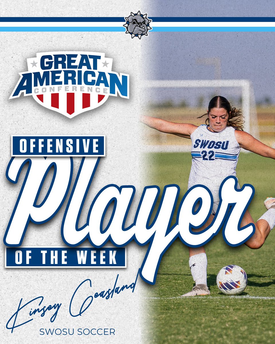 SWOSUAthletics's tweet photo. Kinsey Geasland takes home the FIRST GAC Offensive Player of the Week honor of the season! ⚽🤩
https://t.co/jPoXW1m31d https://t.co/6Qzwbx5VnZ