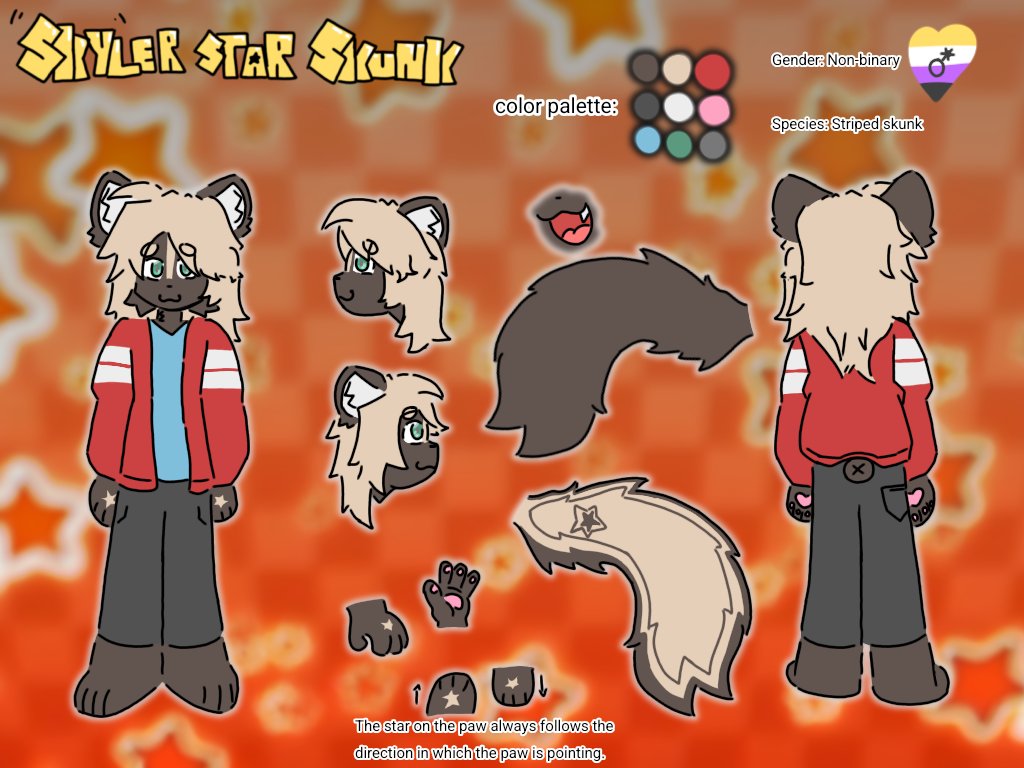 Oliver_skunk's tweet photo. Well, it's already Skunktember, so I think I'd better stop being lazy and post something here.

Well, I tried to combine everything about Sky into a single reference sheet; it's not the best, but I finally made one :3

Happy #skunktember!

#furryart #furry #skunk #digitalart https://t.co/JUUdOebZaQ