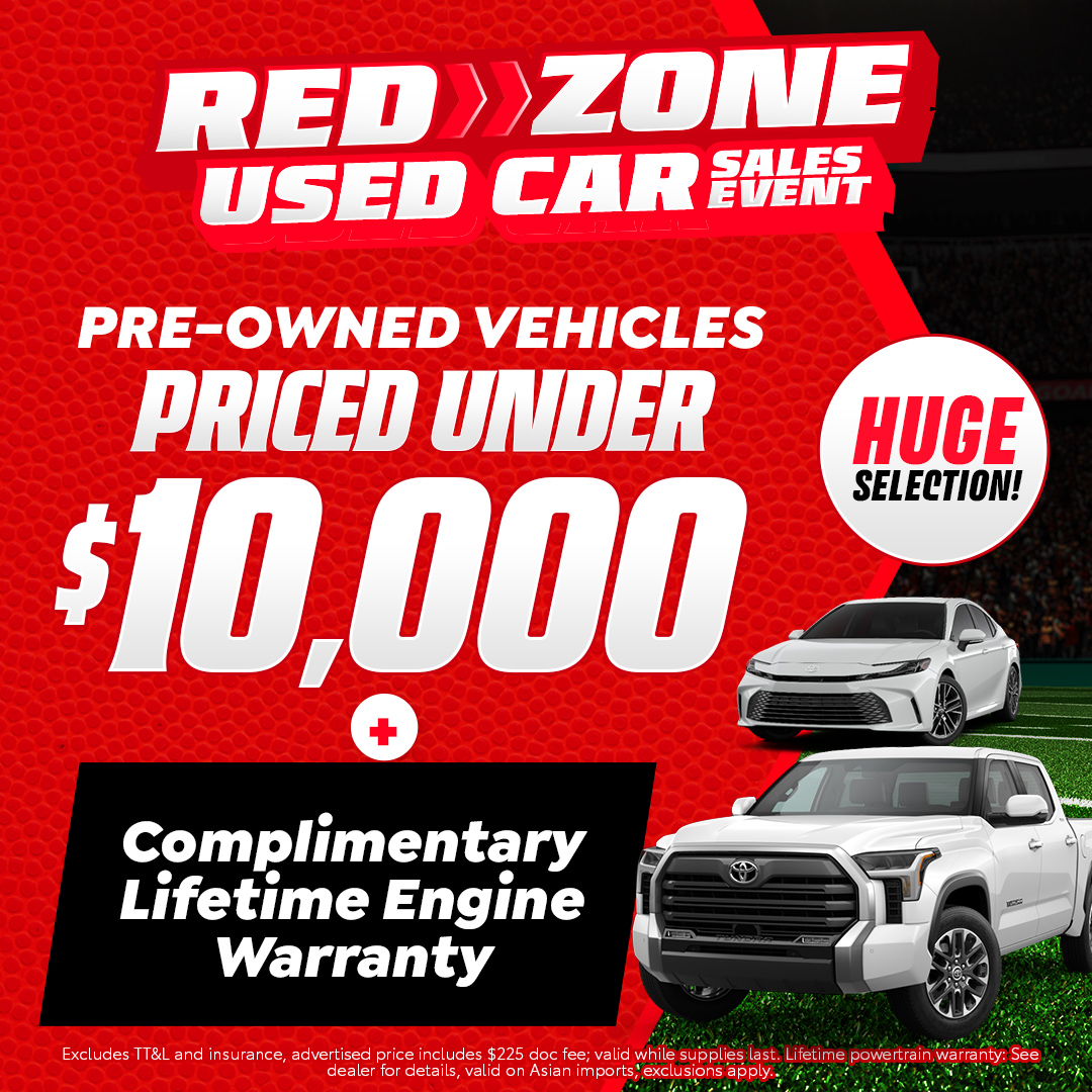 fredhaastoyota's tweet photo. π¨ The Red Zone is packed with budget-friendly rides! Shop #preownedvehicles under $10K during our Red Zone Used Car Sales Event and enjoy a Complimentary Lifetime Engine Warranty.
π Inventory won't last, so shop our selection today at https://t.co/5vbGEHAEgz #SpringTX https://t.co/SMlKJ0ogJ3