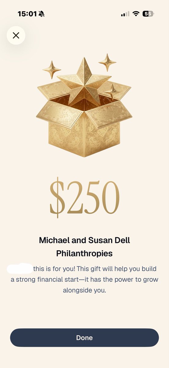 JesseSmith427's tweet photo. Opened a Trump account for my three kids a few weeks ago. I had only put a few bucks in it to see how they were investing it. I opened the app today to this gift from Michael and Susan Dell in all 3 accounts. I have no idea who you are, but thank you so much from me and my kids https://t.co/9QFbayOIcF